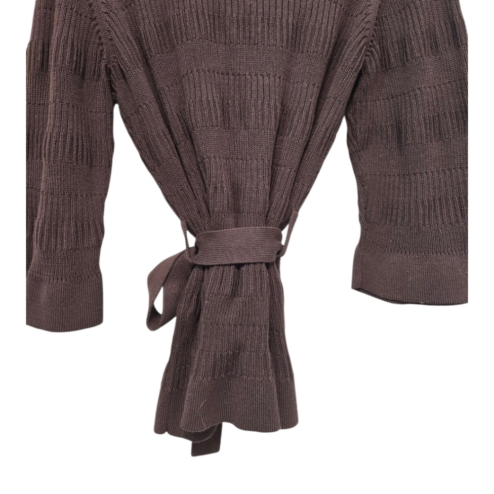 Banana Republic Belted Cardigan Jacket Dark Brown XL Textured 100% Cotton NWT - Picture 9 of 14